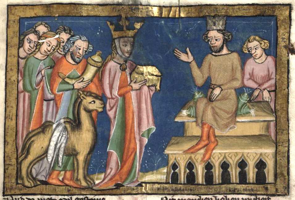 Salomon und die Königin von Saba. Weltchronik des Rudolf von Ems, 14. Jh. - photo: commons